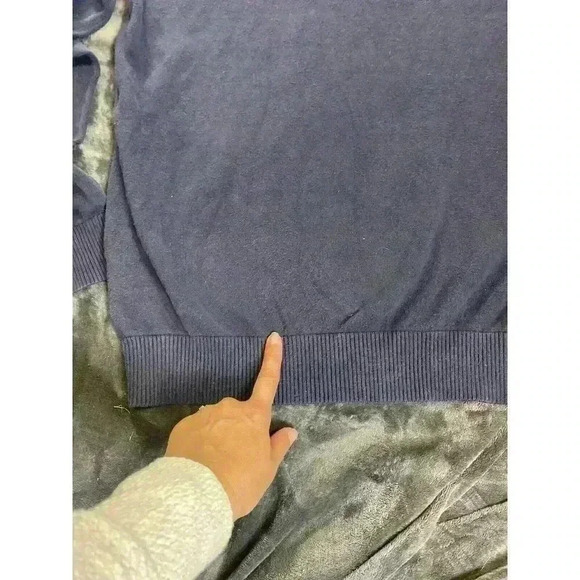 Tommy Hilfiger Women's L Sweater V-Neck Pullover Navy Blue Cotton Relaxed Preppy - Picture 6 of 6